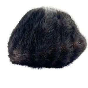 Vintage Styled by Coralie Brown Black Fur Hat Elastic Headband